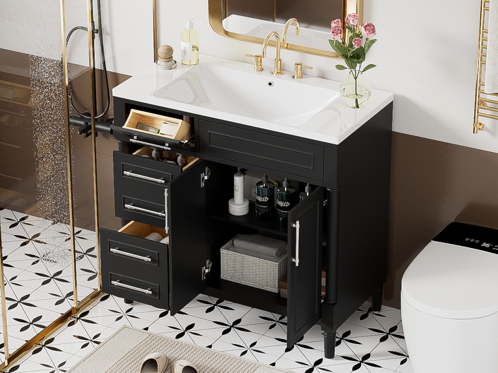 36'' Bathroom Vanity with Top Resin Sink, Freestanding Bathroom