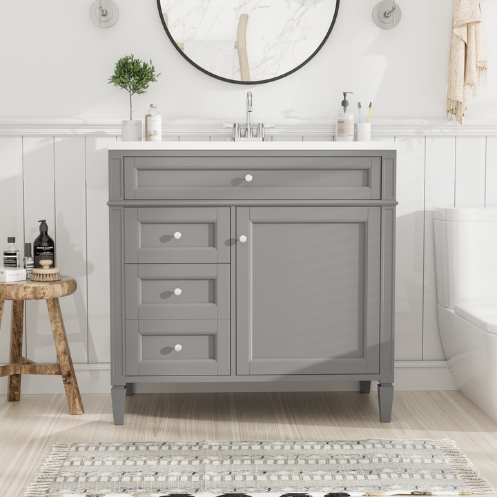 36'' Bathroom Vanity with Top Sink, Modern Bathroom Storage Cabinet