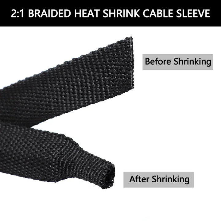 1~50m New Braided Cable Sleeve PET Heat Shrink Tube Insulation Flam Retardant Shrinkable Wrap Sheath Wire Organizer Protection