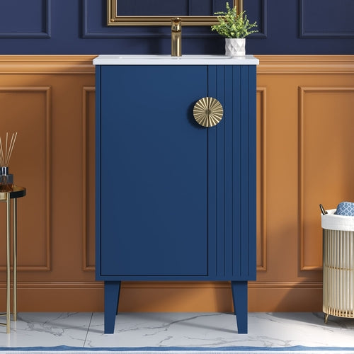 20-inch Bathroom Vanity with Ceramic Sink, Freestanding Single Vanity
