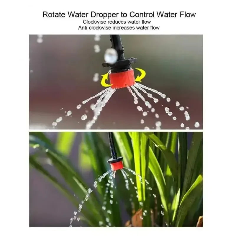 Micro Drip Irrigation System Portable 20M Automatic Watering with Adjustable Drippers Misting Watering Kits Garden Hose