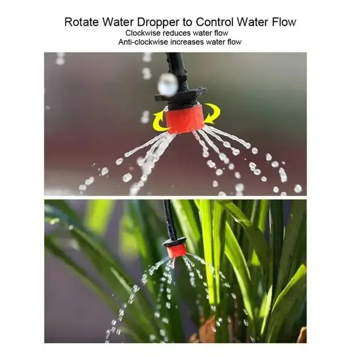 Micro Drip Irrigation System Portable 20M Automatic Watering with Adjustable Drippers Misting Watering Kits Garden Hose