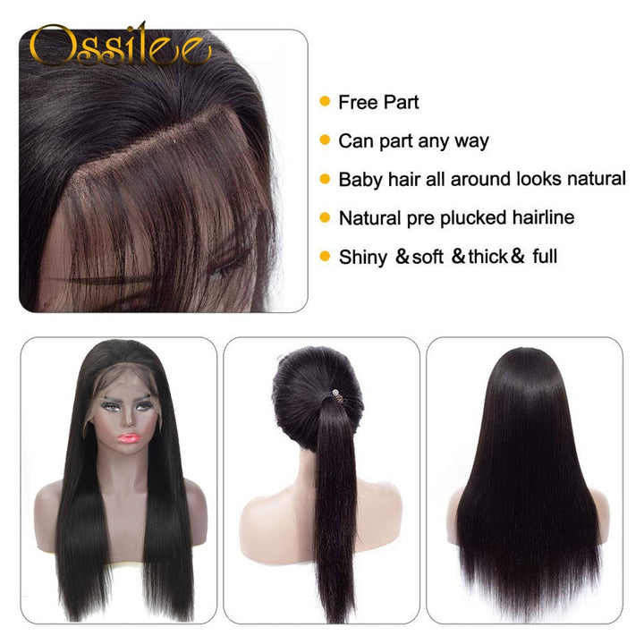 13x4/13x6 Straight Lace Front Human Hair Wigs 360 Lace Frontal Wigs