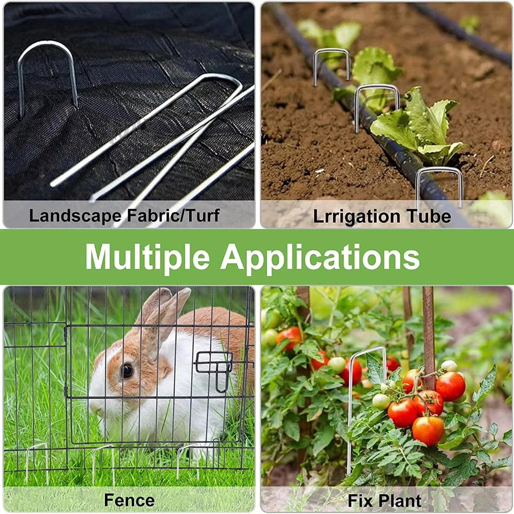 Galvanized Pins Landscape Staples Heavy Duty Garden Stakes Spike Fence Stakes Turf Staples Artificial Grass Tent Securing Pegs