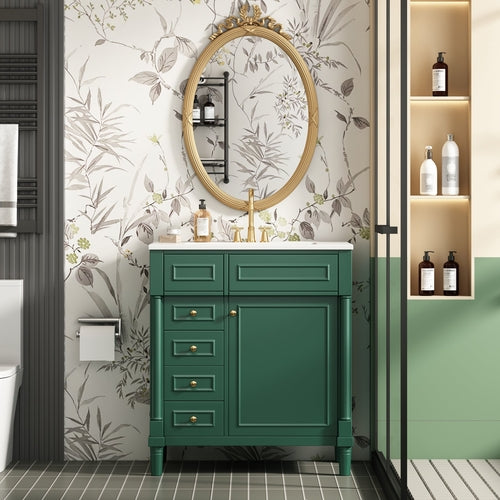 30' Bathroom Vanity with Sink, Freestanding Bathroom Storage Vanity