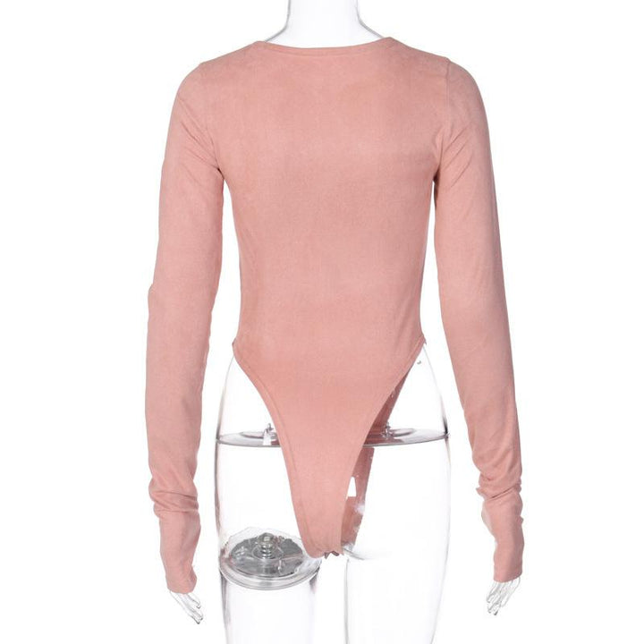 Women Solid Long Sleeve Bodysuit