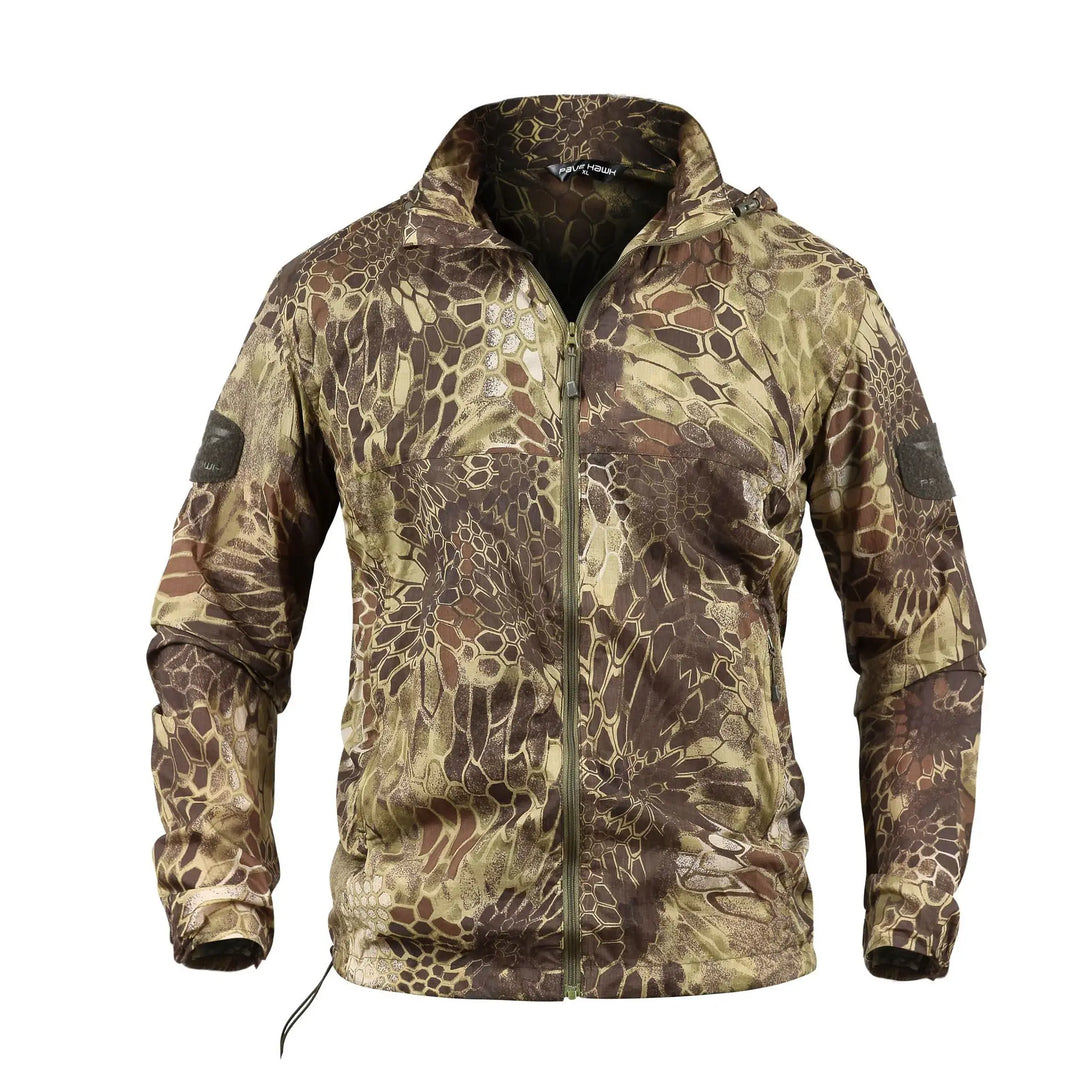 Outdoor Jacket For Men Quick Dry Tactic Skin Jacket Men Sunscreen Clothing Hooded Camouflage Ultra Light Thin Windbreaker Jacket