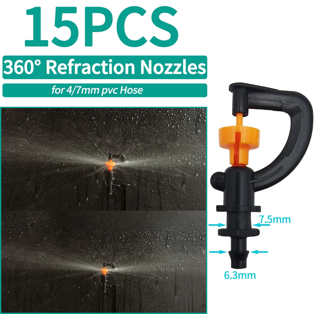 OASIS Greenhouse Watering Sprinkler Dripper Drip Irrigation Garden Adjustable Mist Emitters Stake Micro Spray Rotating Nozzle