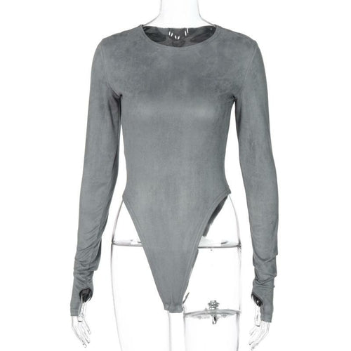 Women Solid Long Sleeve Bodysuit