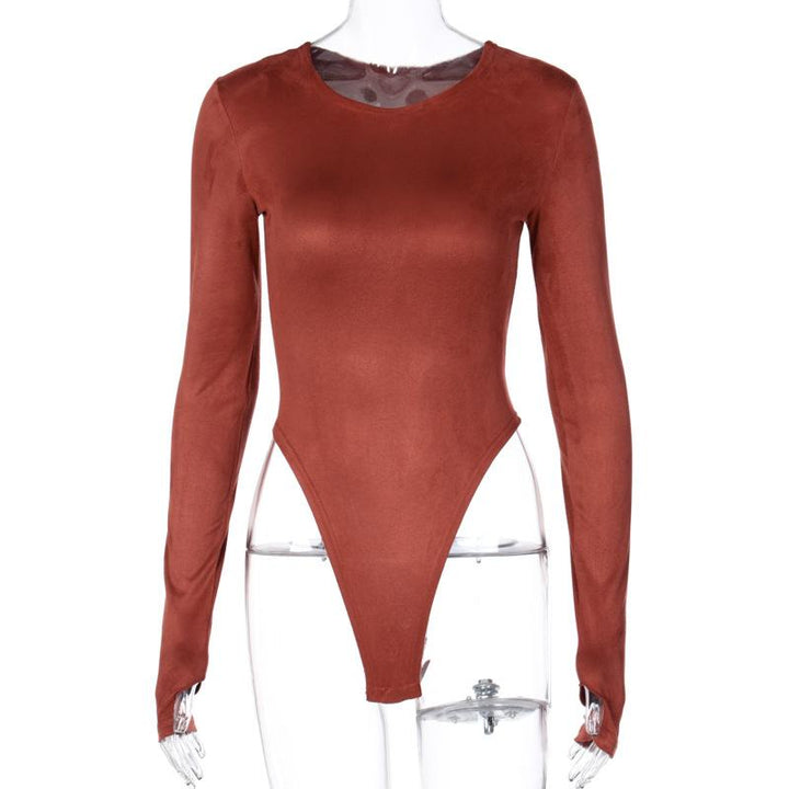 Women Solid Long Sleeve Bodysuit