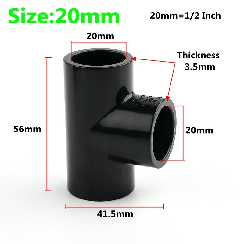 2~20PCS 20,25mm Thicken Black UPVC Connectors Aquarium Accessories Fish Tank Joints Garden Irrigation Fittings Water Pipe Joint