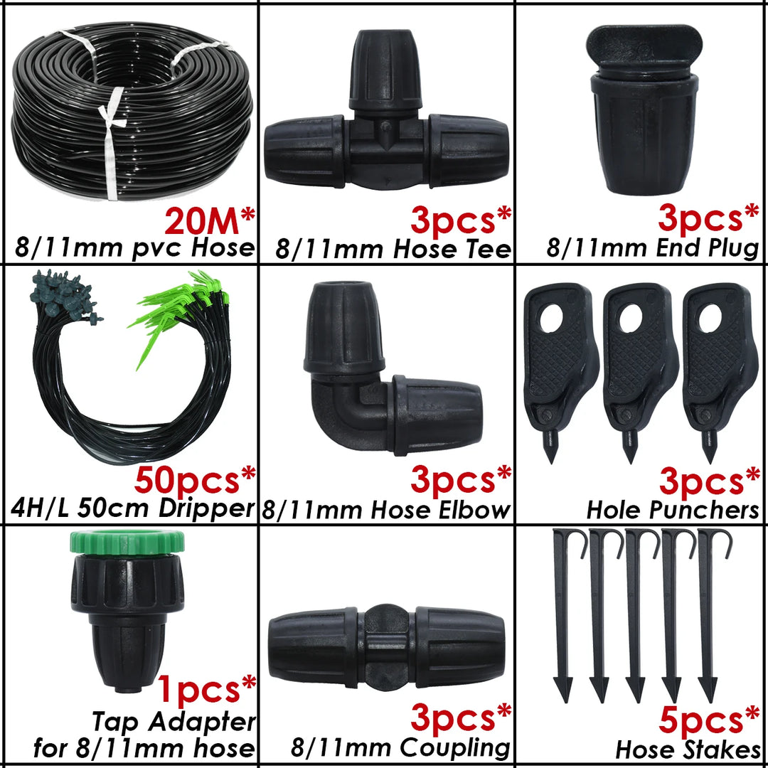 KESLA Garden 2L/H Drip Irrigation Watering Saving System Kit Drop by Drop Drippers 3/5mm Hose for Plant Potted Bonsai Vegetables