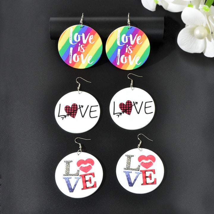 Stunning Colorful LOVE Circle Earrings - Fashionable Round Ear Jewelry