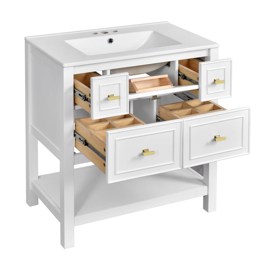 60'' Bathroom Vanity Set with Ceramic Sink (Separate), Free Standing