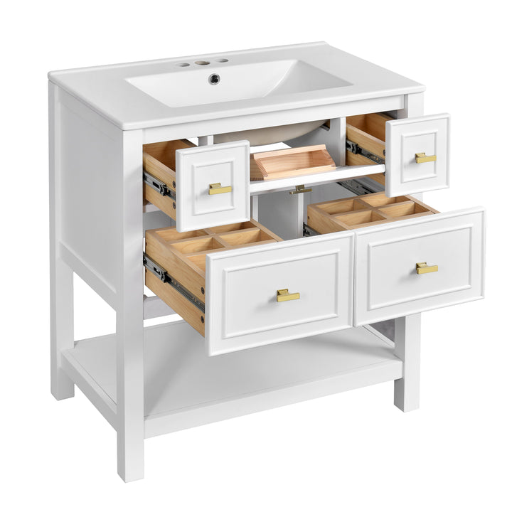 60'' Bathroom Vanity Set with Ceramic Sink (Separate), Free Standing