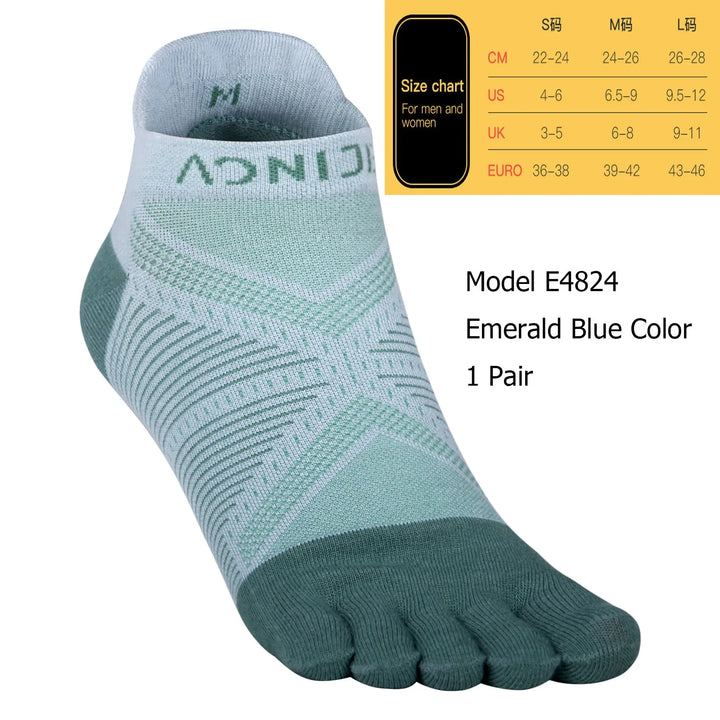 AONIJIE Sports Run Low Cut Athletic Five Toe Socks Quarter Toesocks For Running Marathon Race Trail