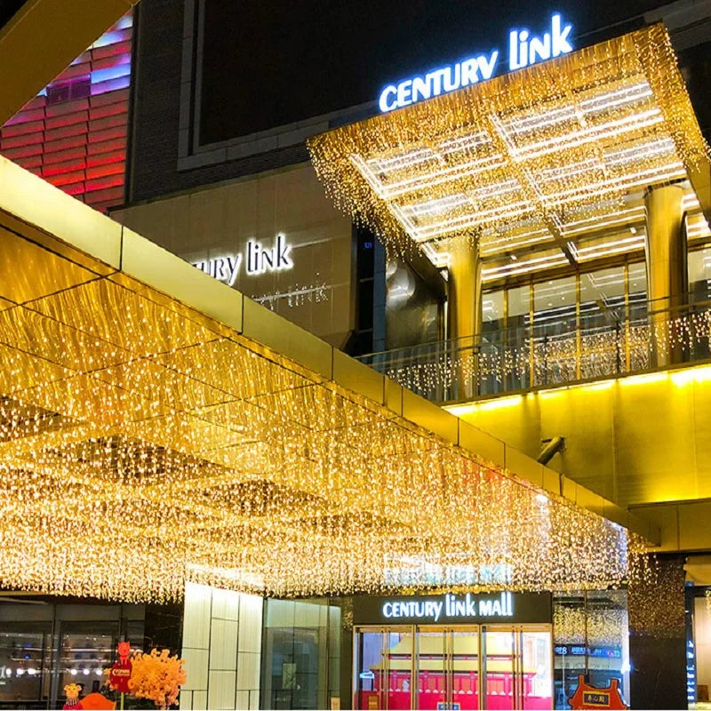 Christmas Decoration Led Lights for Outdoor New Year's Garland Fairy Strip Curtain String Wedding Street Garden Holiday Lighting