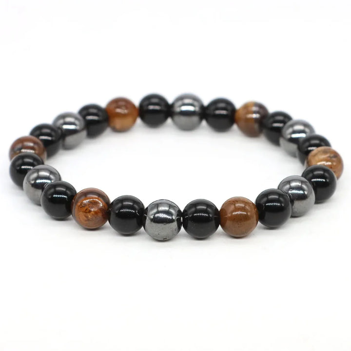 Triple Protection Bracelet Natural Hematite Obsidian Tiger Eye Stone Beads Bracelets Magnetic Health Weight Loss Women Jewelry