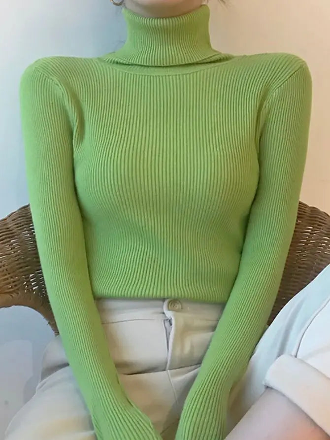 2025 Women Turtleneck Sweater Knitted Soft Pullovers Cashmere Jumpers Basic Solid Soft Sweaters Women Autumn Winter Casual Top