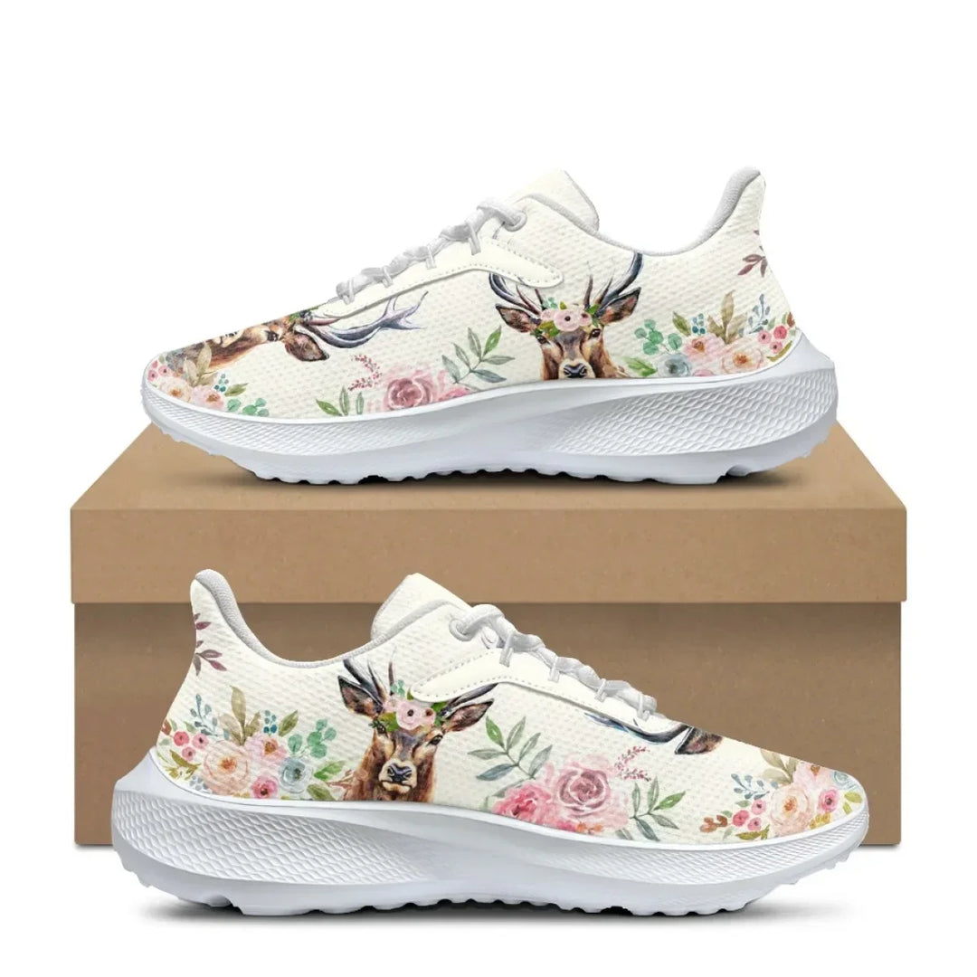 New Summer Casual Shoes For Women Fashion Hot Giraffe Pattern Print Lace Up Sneakers Vulcanized Wear-Resistant Running Shoes