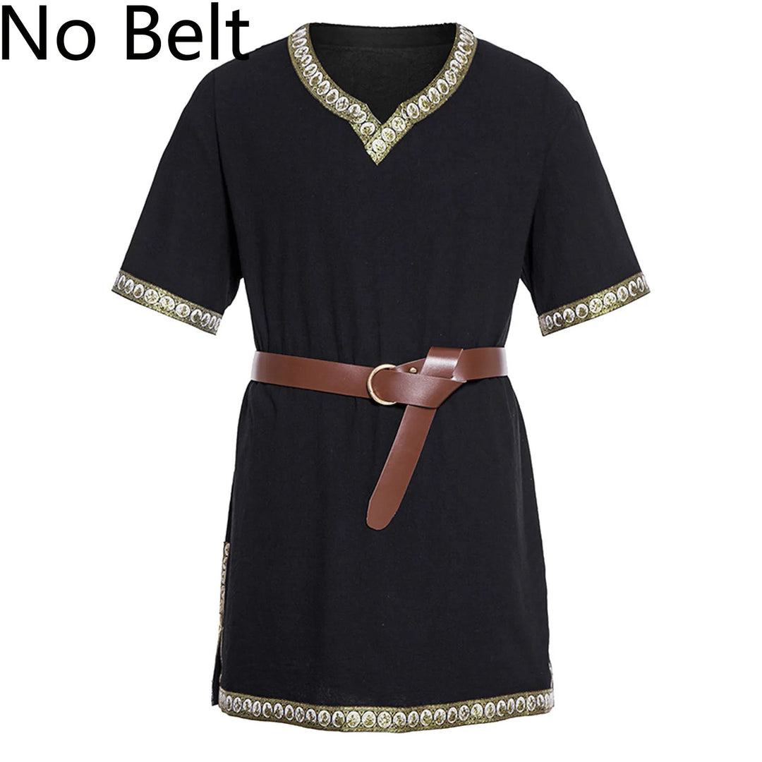 Warrior Men's Shirt Top Vintage Viking Men's Summer Short Sleeve Gothic Shirt Renaissance Pirate Costume Shirt Medieval Tunic