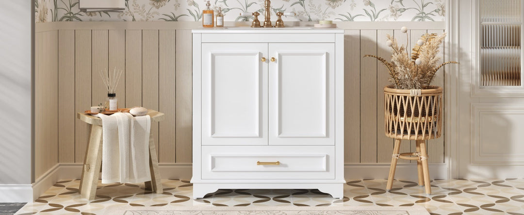 30' Luxurious Bathroom Vanity with Ceramic Sink, Bathroom Vanities