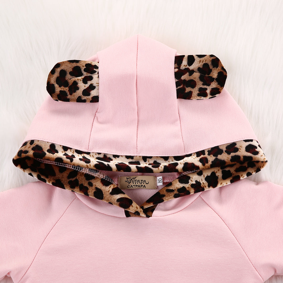 Pink Leopard Ear 2Pcs Newborn Toddler Kids