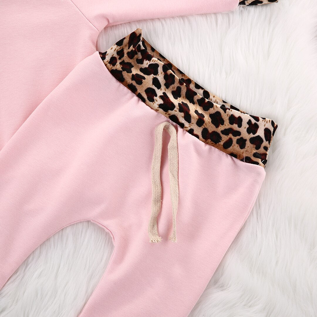 Pink Leopard Ear 2Pcs Newborn Toddler Kids