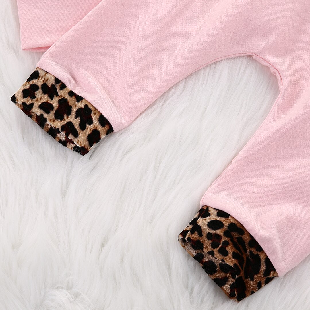 Pink Leopard Ear 2Pcs Newborn Toddler Kids