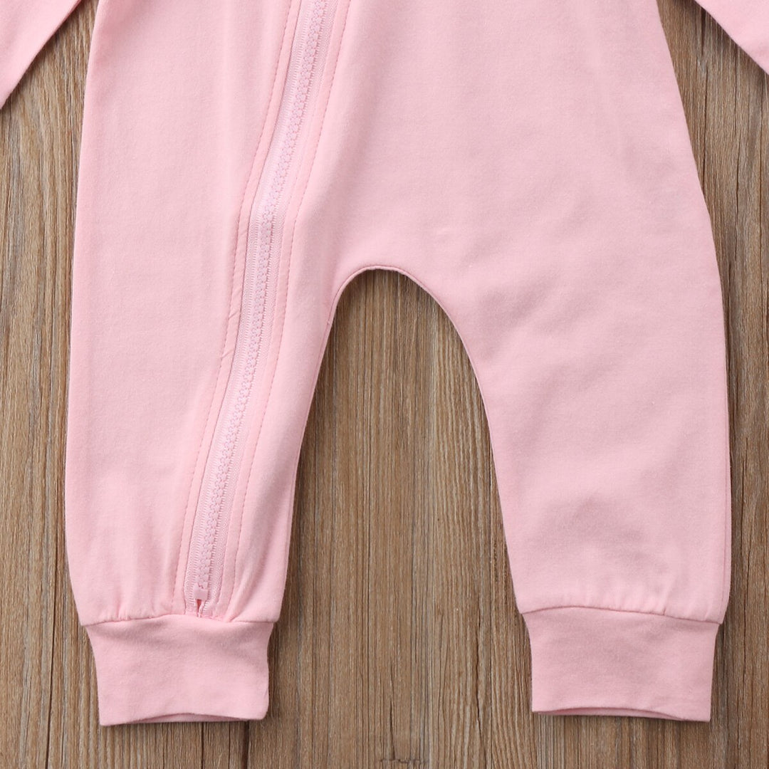 Novel Zipper Pink Rabbit Ear Newborn Infant