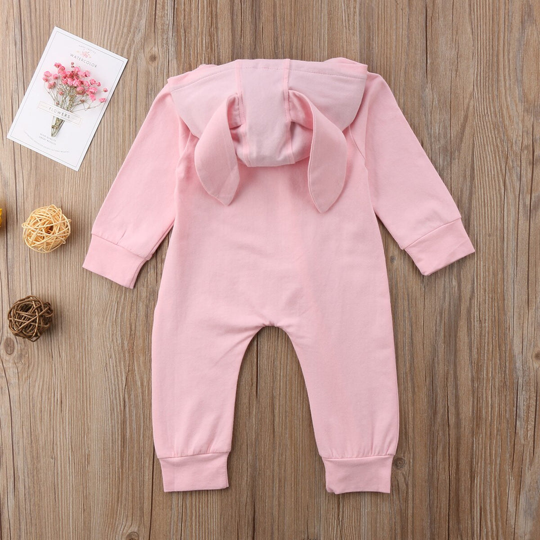 Novel Zipper Pink Rabbit Ear Newborn Infant