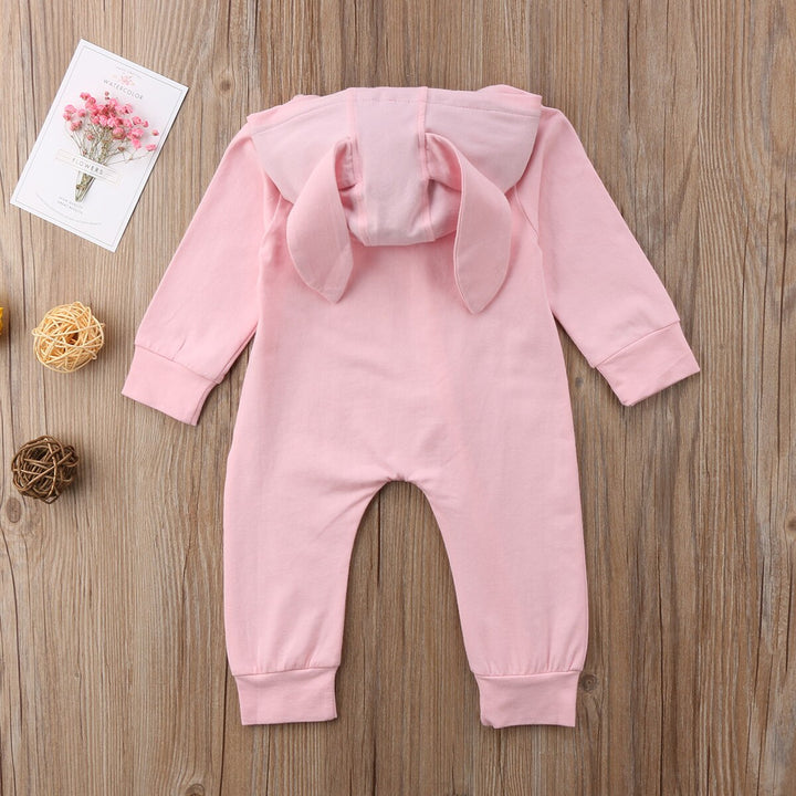 Novel Zipper Pink Rabbit Ear Newborn Infant
