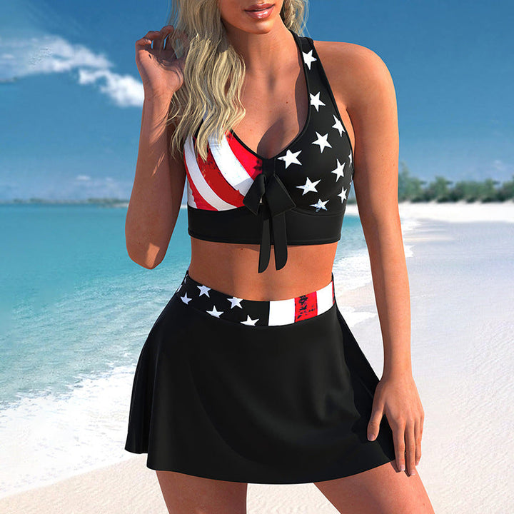 With Skirt High Waist Swimwear Push Up Bathing Suit