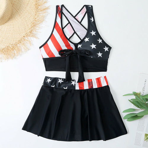 With Skirt High Waist Swimwear Push Up Bathing Suit