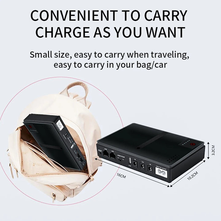 DC UPS Battery Backup 10400mAh 5V 9V 12V Output Uninterruptible Power Supply AC 85-265V Mini Portable UPS Battery Backup US Plug