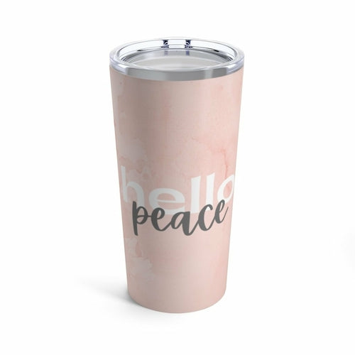 Insulated Tumbler - 20oz, Peach Marble Hello Peace,  Travel Mug