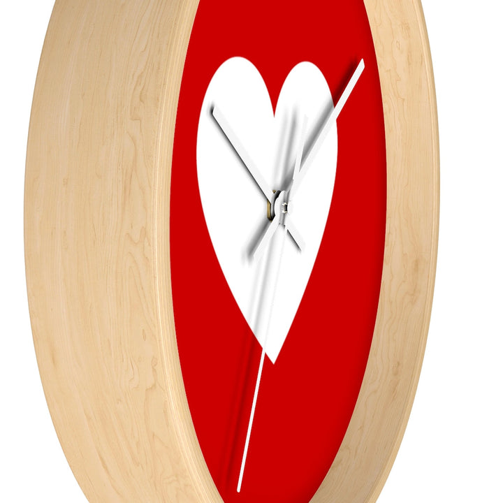 Wall Clock, Red And White Heart Print