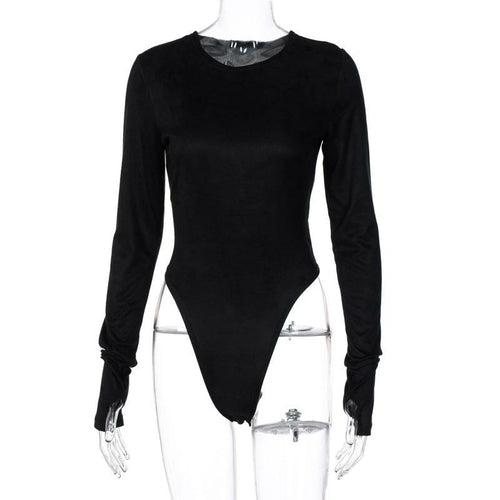 Women Solid Long Sleeve Bodysuit