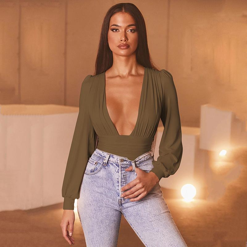 Women Fashion Long Sleeve Slim Bodysuit