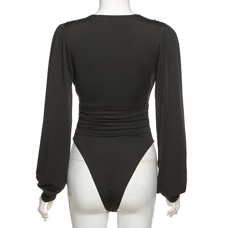 Women Long Sleeve V-neck Bodysuit