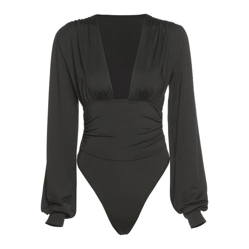 Women Long Sleeve V-neck Bodysuit