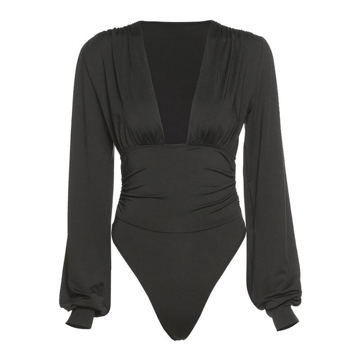 Women Long Sleeve V-neck Bodysuit