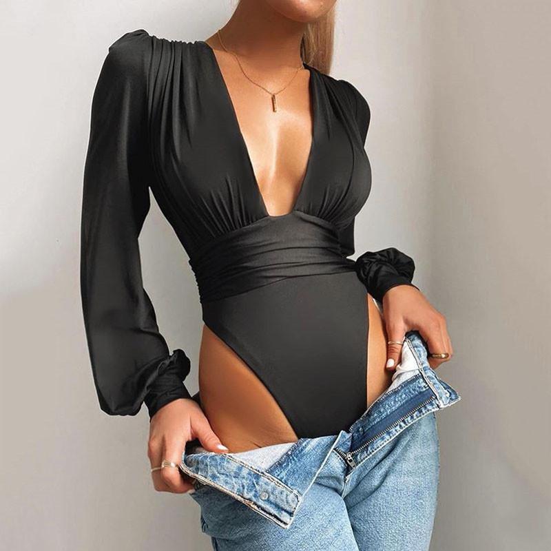 Women Fashion Long Sleeve Slim Bodysuit