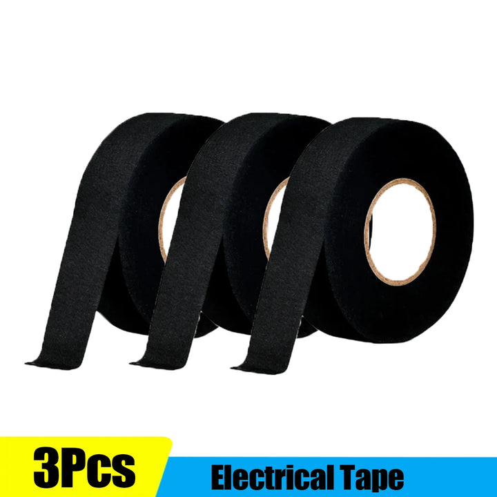 Electrical Tape Heat Resistant Harness Tape Adhesive Cloth Tape Waterproof Tape Insulating Automotive Fabric Cloth Tape 5Pcs