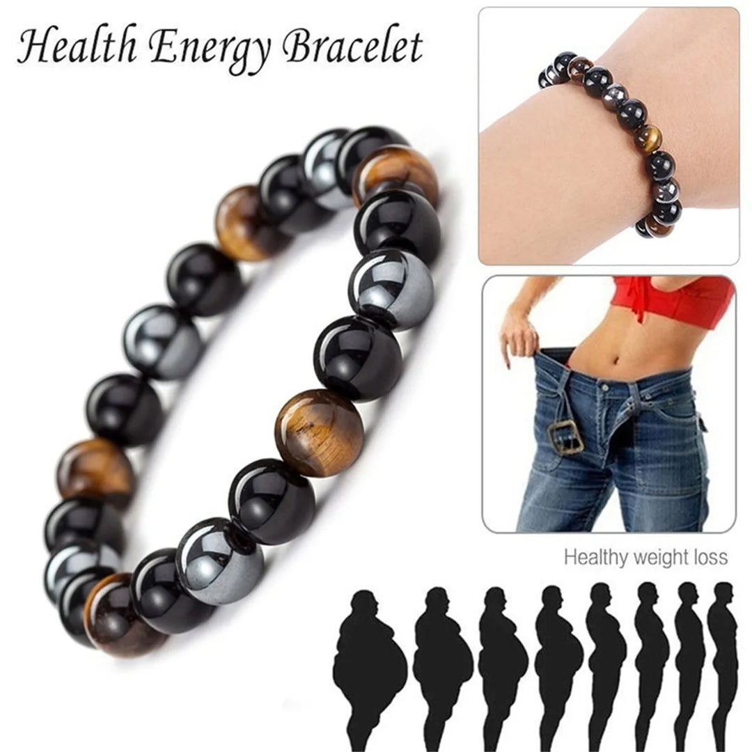 Man Bracelets Magnetic Hematite Tiger Eye Black Obisidian Triple Protection Health Care Women's Bracelet Weight Loss JewelryGift