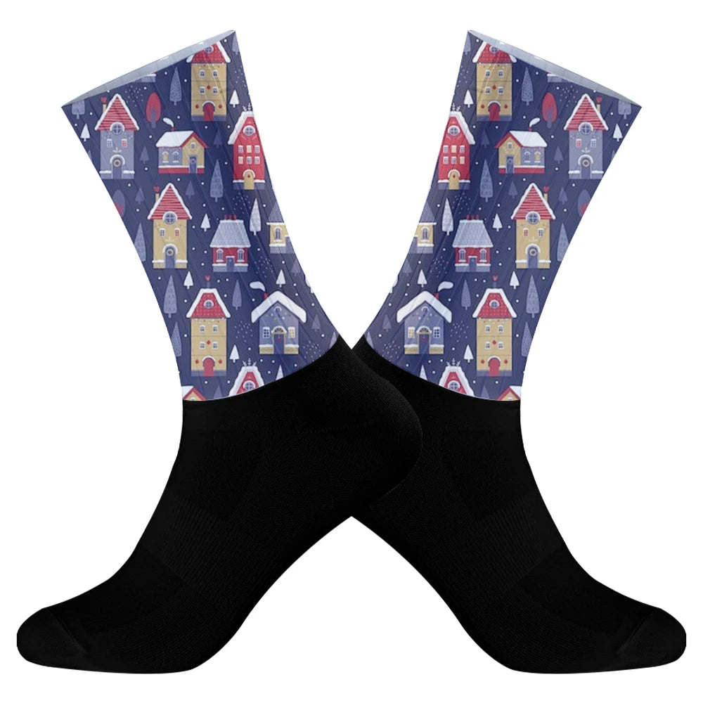 New Men's Cycling Socks Trekking Athletic Basketball Socks Breathable Sports Running Socks Christmas