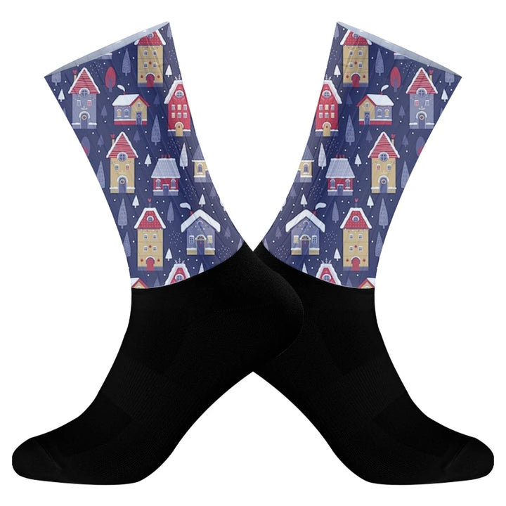 New Men's Cycling Socks Trekking Athletic Basketball Socks Breathable Sports Running Socks Christmas