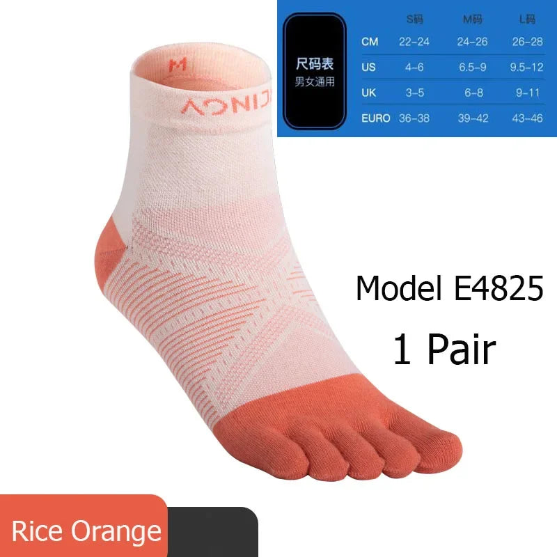AONIJIE Sports Run Low Cut Athletic Five Toe Socks Quarter Toesocks For Running Marathon Race Trail