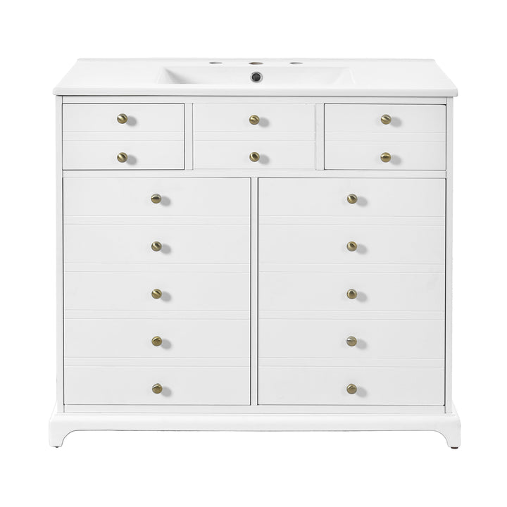 36'' Bathroom Vanity with Ceramic Sink Combo, Solid Wood Frame