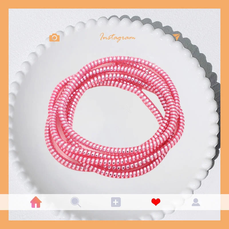 New 1.5M Plating Color TPU Spiral USB Charging Cable Protector for IPhone Samsung Xiaomi Line Protection Cable Organizer